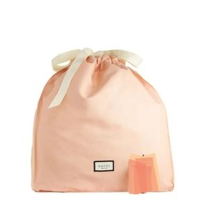 New never used GUCCI drawstring bag peach pink logo w/ Gucci logo beauty